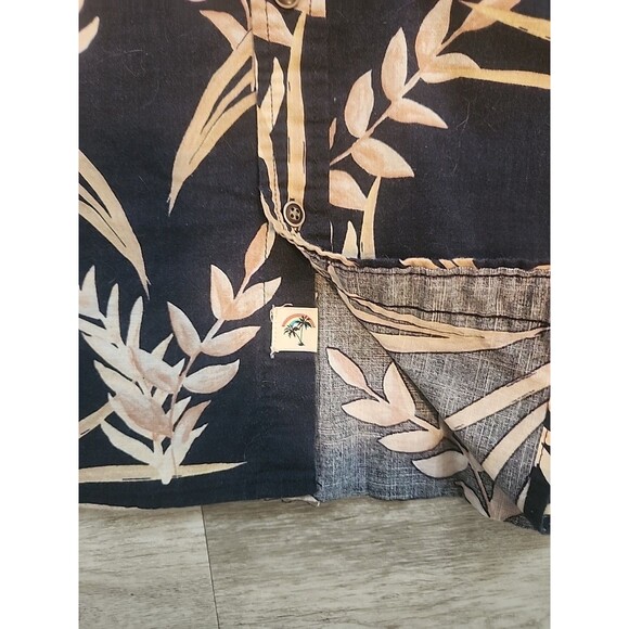 Seapointe Hawaiian Short Sleeve Cotton Button Front Shirt Men's M Blue Beige - Picture 5 of 7